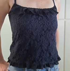 Gilly Hicks navy blue strap top with lace front S